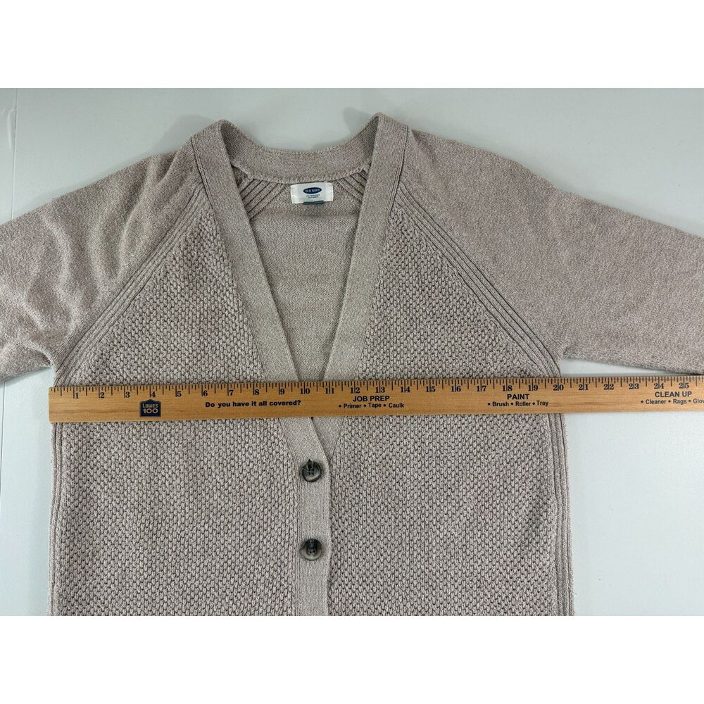 Old Navy Women’s Large Taupe Stitchy Boyfriend Cardigan Button Pocket Long - Picture 6 of 10